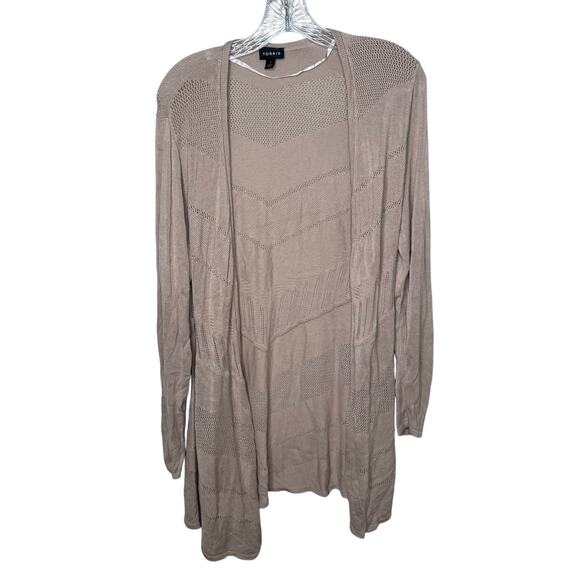Torrid Women’s 1X Open Front Cardigan Beige Lightweight Knit Long Sleeve Boho - Picture 1 of 7